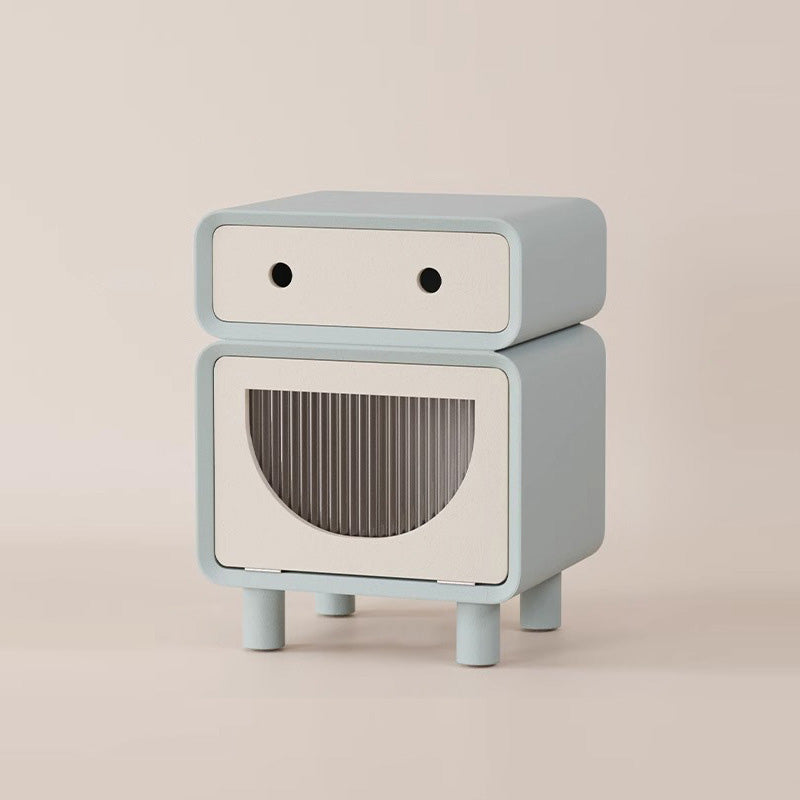 Robot-Shaped Rounded Nightstand 2-Drawer