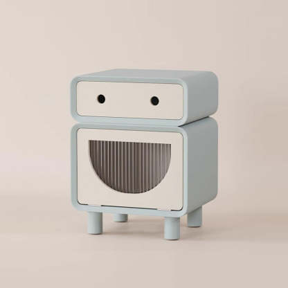Robot-Shaped Rounded Nightstand 2-Drawer