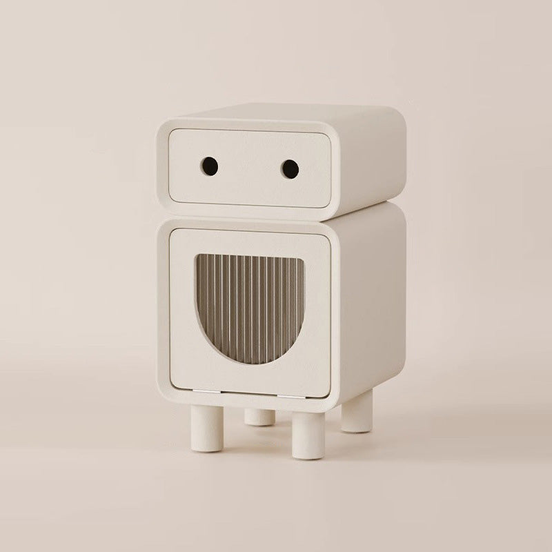 Robot-Shaped Rounded Nightstand 2-Drawer