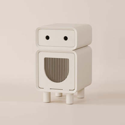 Robot-Shaped Rounded Nightstand 2-Drawer