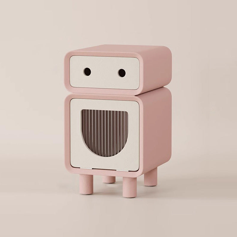 Robot-Shaped Rounded Nightstand 2-Drawer