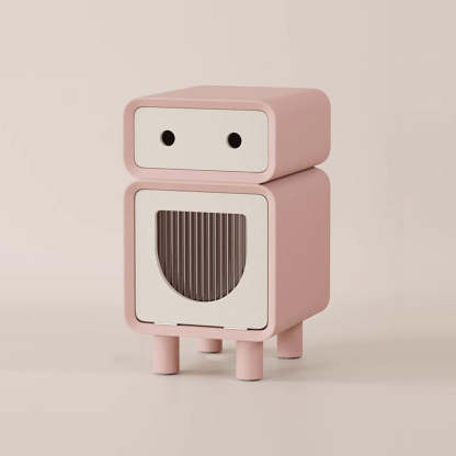 Robot-Shaped Rounded Nightstand 2-Drawer