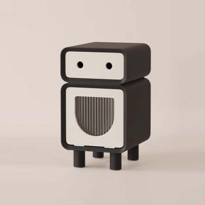 Robot-Shaped Rounded Nightstand 2-Drawer