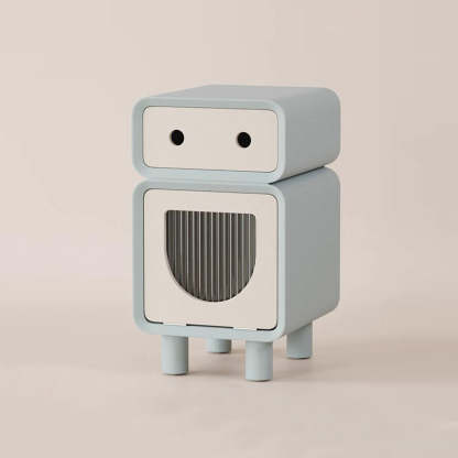 Robot-Shaped Rounded Nightstand 2-Drawer