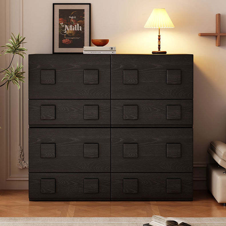 Chinese Solid Wood Square Nightstand 2-Drawer