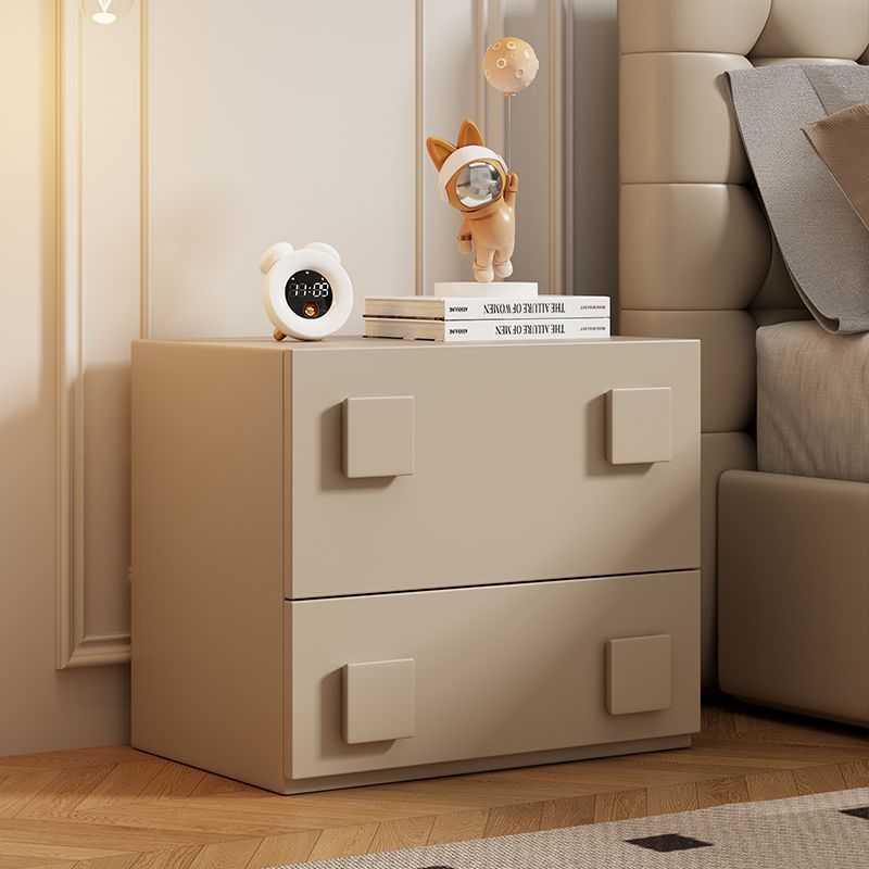 Minimalist solid 2-drawer nightstands in wood — 15.75" L x 11.81" W x 18.5" H / Khaki