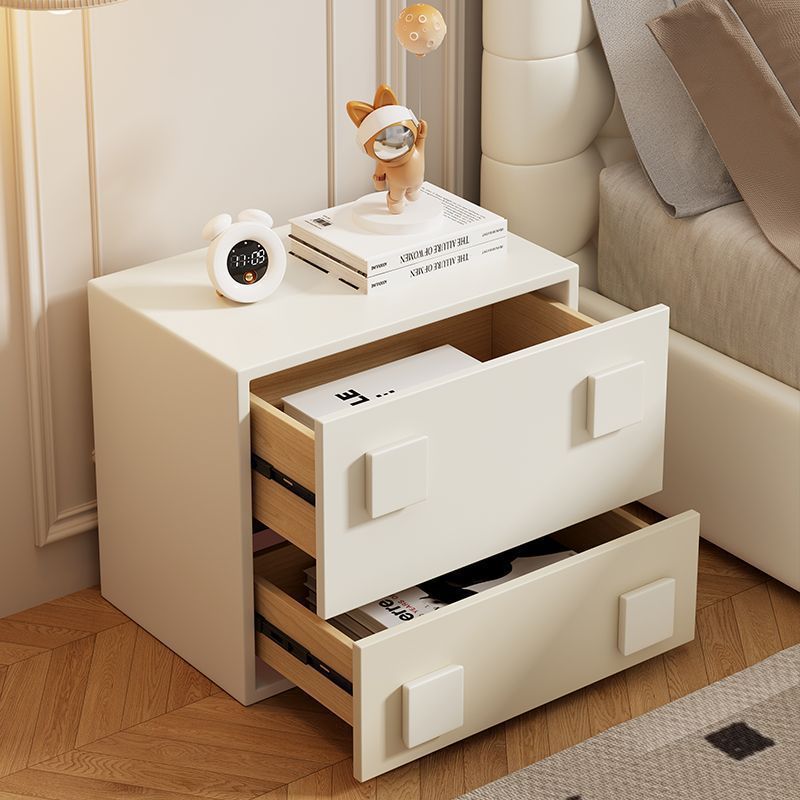 Minimalist Solid Wood Square 2-Drawer Nightstand