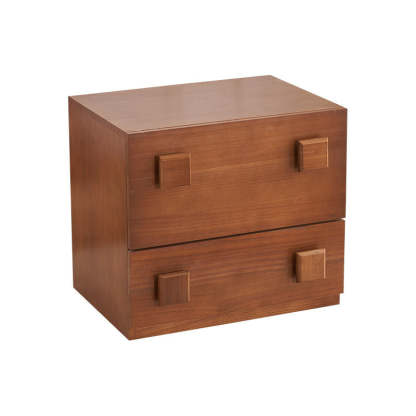 Minimalist Solid Wood Square 2-Drawer Nightstand