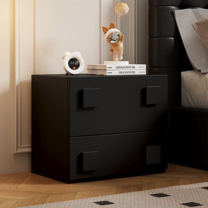 Minimalist Solid Wood Nightstand 2-Drawer