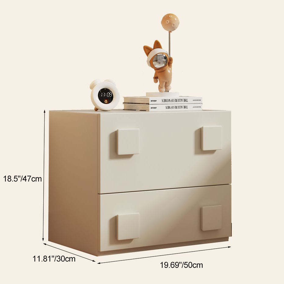 Minimalist Solid Wood Square 2-Drawer Nightstand — Black
