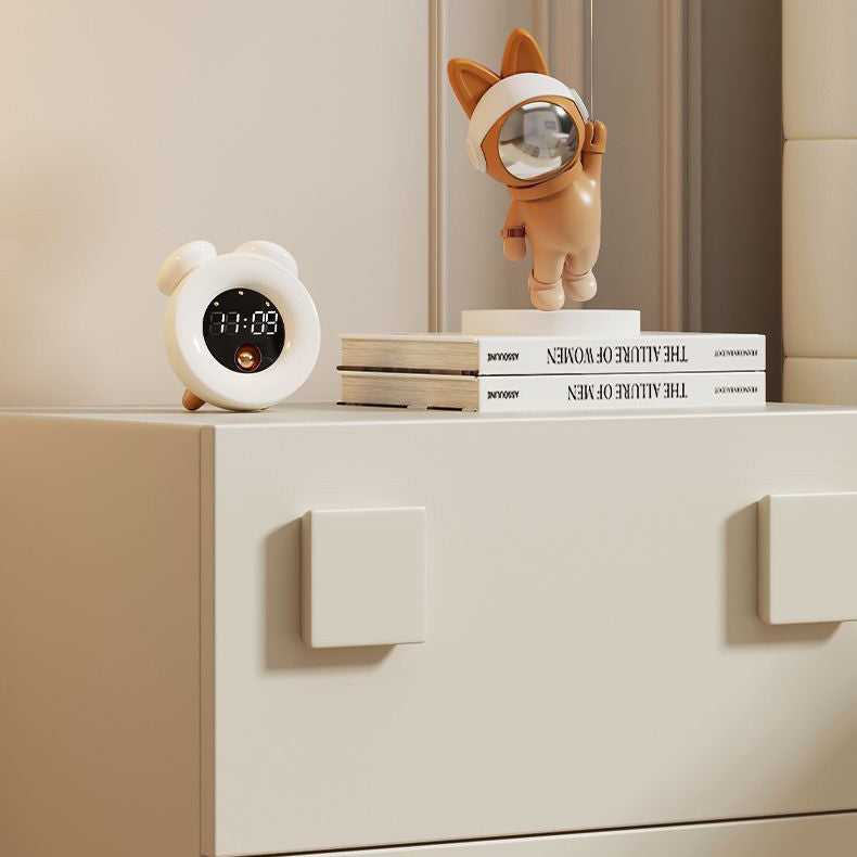 Minimalist Solid Wood Square 2-Drawer Nightstand — Beige