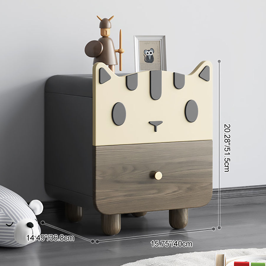 Art Deco Wood Metal Cat-Shaped Cylindrical Nightstand