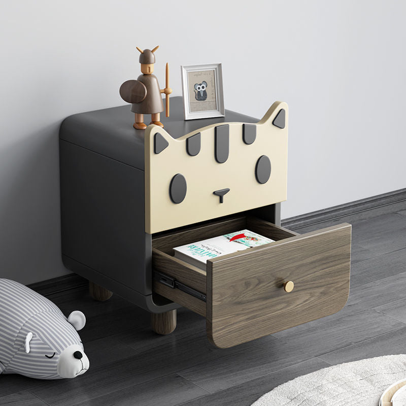 Art Deco Wood Metal Cat-Shaped Cylindrical Nightstand