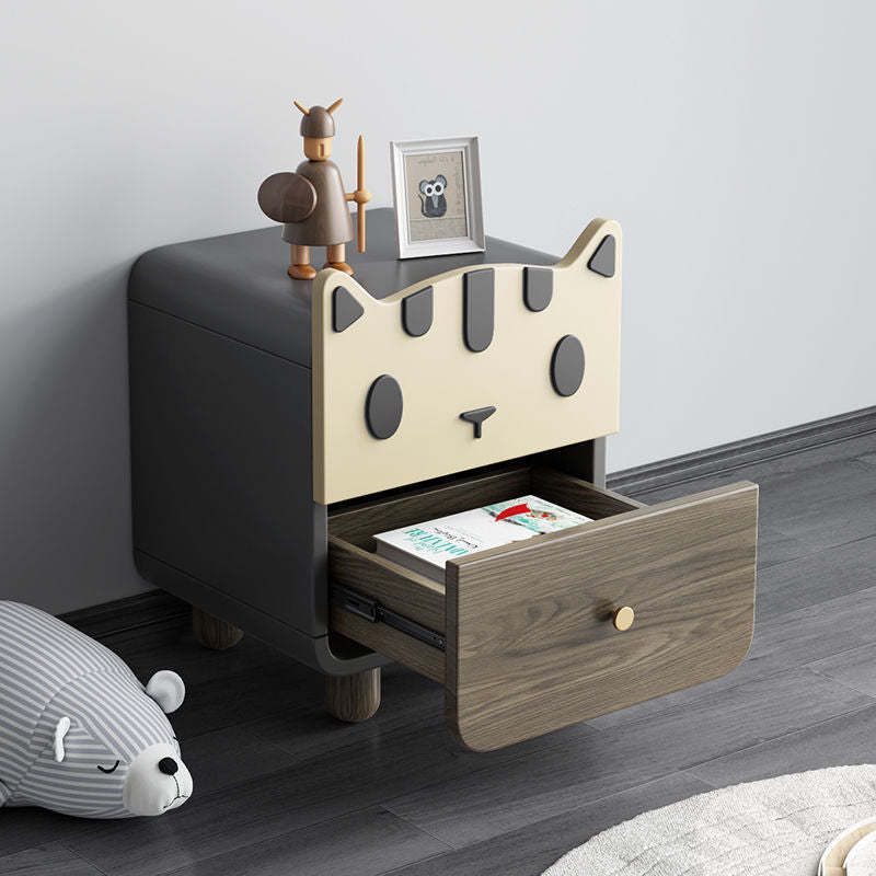 Art Deco Wood Metal Cat-Shaped Cylindrical Nightstand