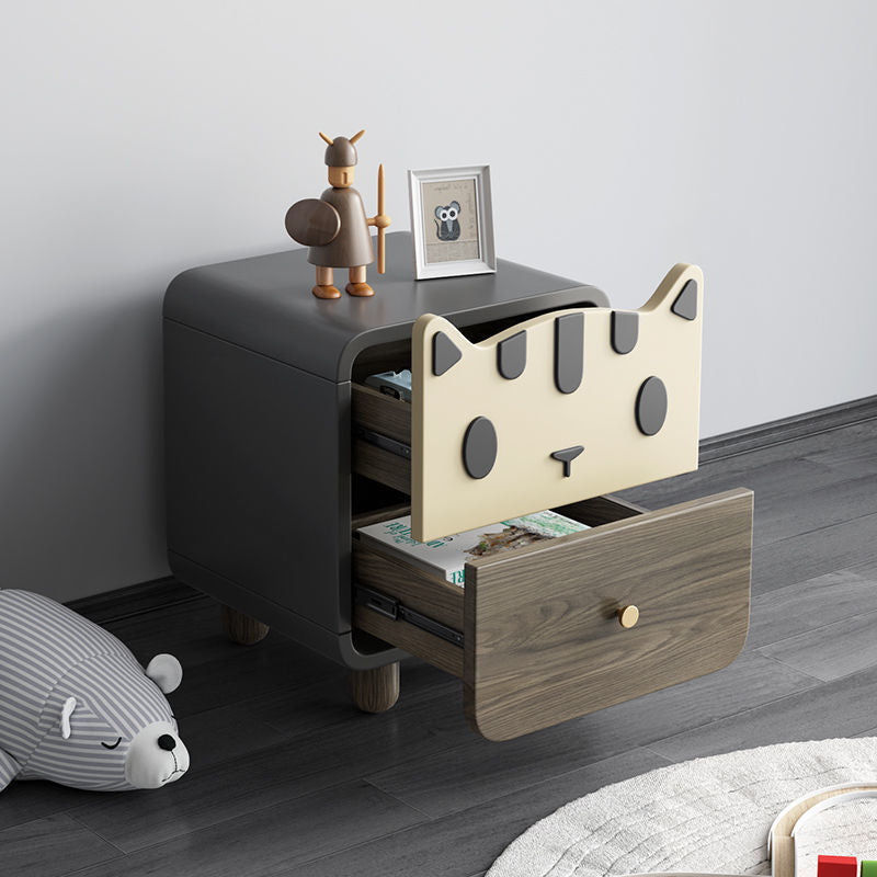 Art Deco Wood Metal Cat-Shaped Cylindrical Nightstand