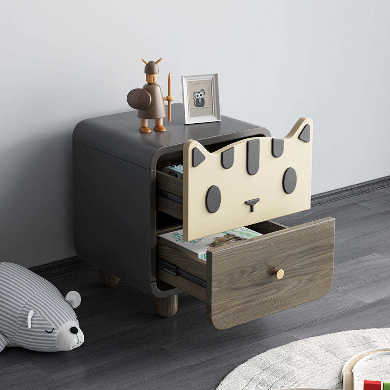 Art Deco Wood Metal Cat-Shaped Cylindrical Nightstand