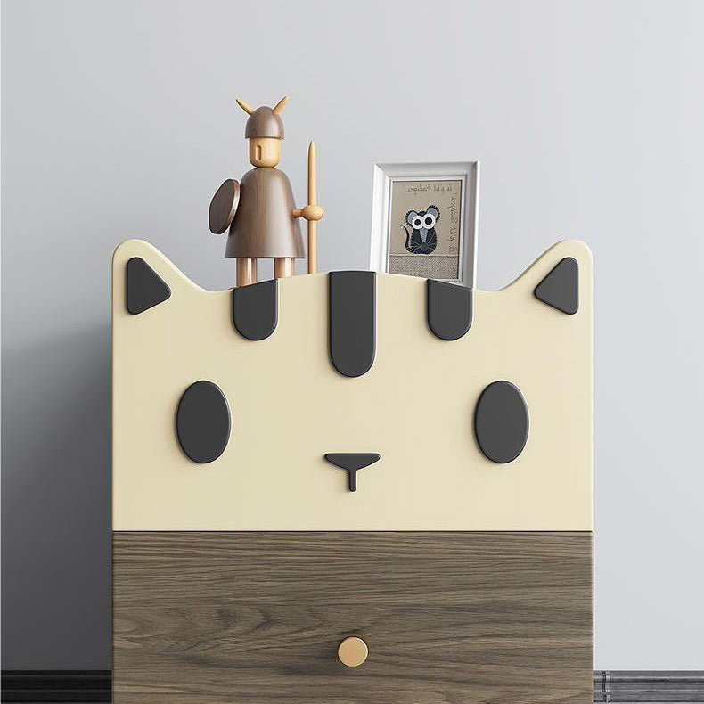 Art Deco Wood Metal Cat-Shaped Cylindrical Nightstand