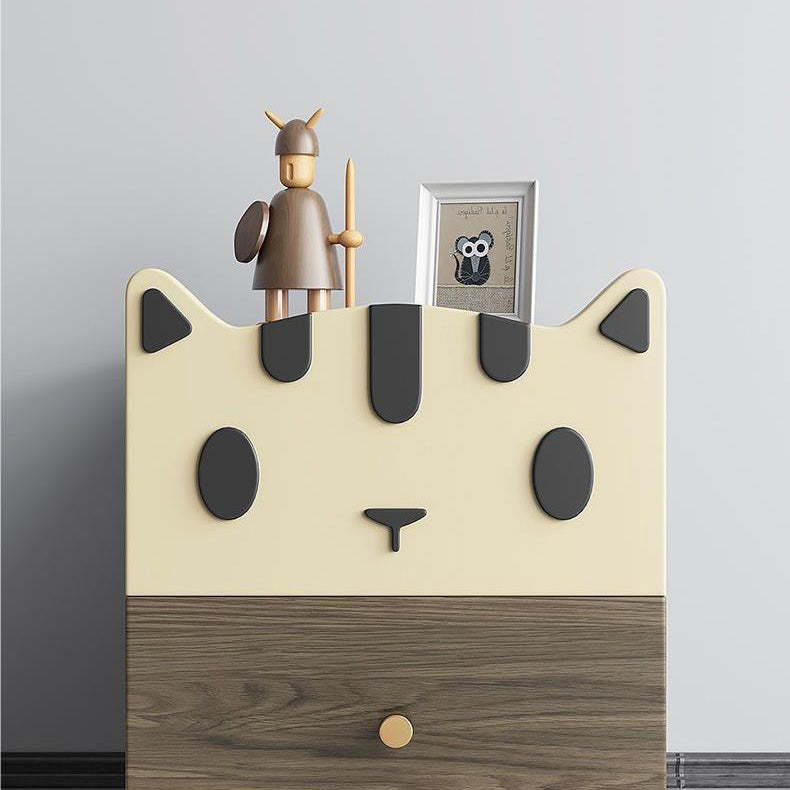 Art Deco Wood Metal Cat-Shaped Cylindrical Nightstand