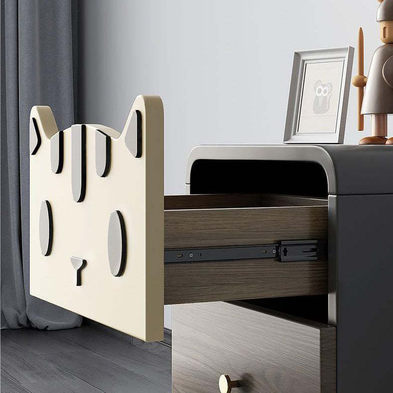 Art Deco Wood Metal Cat-Shaped Cylindrical Nightstand