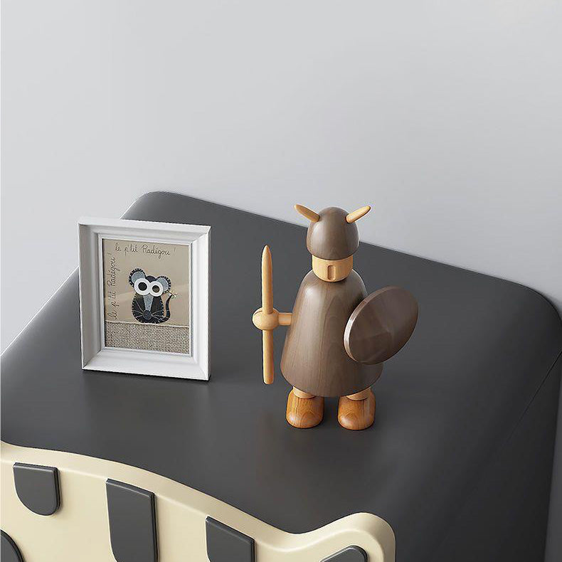 Art Deco Wood Metal Cat-Shaped Cylindrical Nightstand