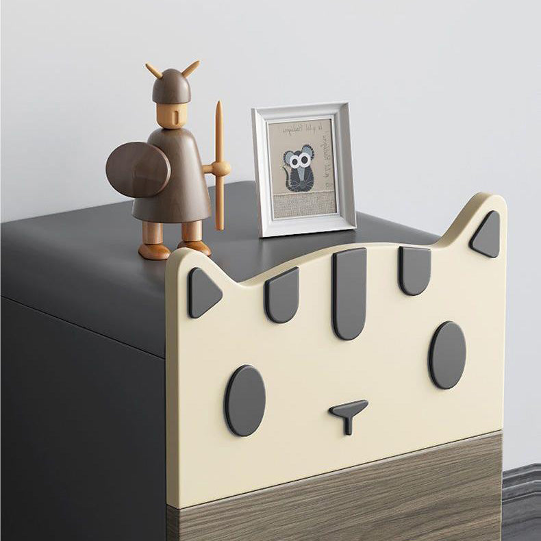 Art Deco Wood Metal Cat-Shaped Cylindrical Nightstand