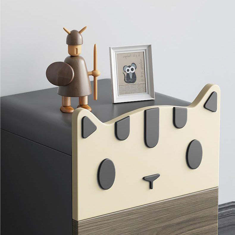 Art Deco Wood Metal Cat-Shaped Cylindrical Nightstand