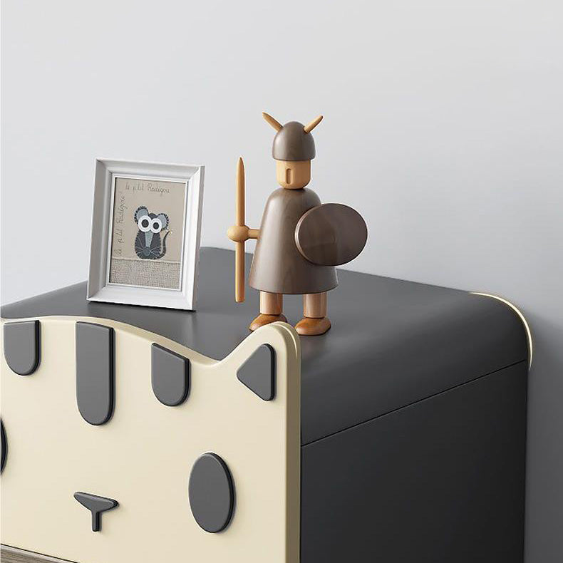Art Deco Wood Metal Cat-Shaped Cylindrical Nightstand