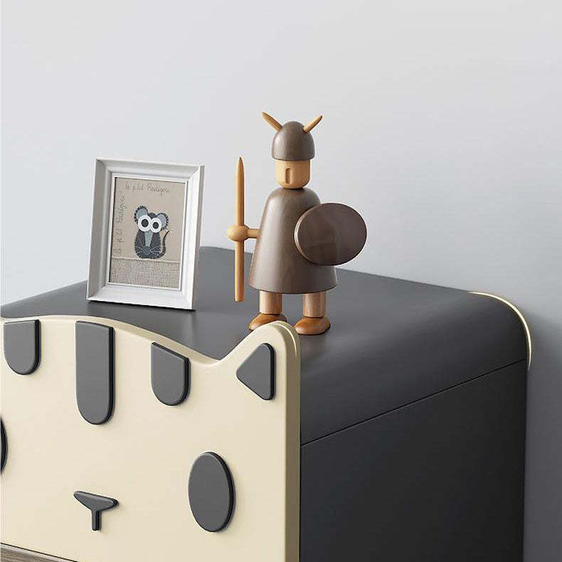 Art Deco Wood Metal Cat-Shaped Cylindrical Nightstand