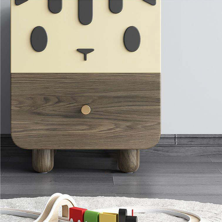 Art Deco Wood Metal Cat-Shaped Cylindrical Nightstand