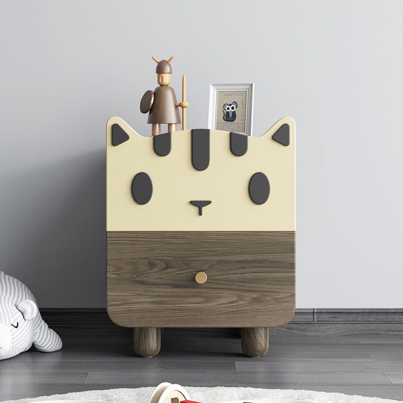 Art Deco Wood Metal Cat-Shaped Cylindrical Nightstand