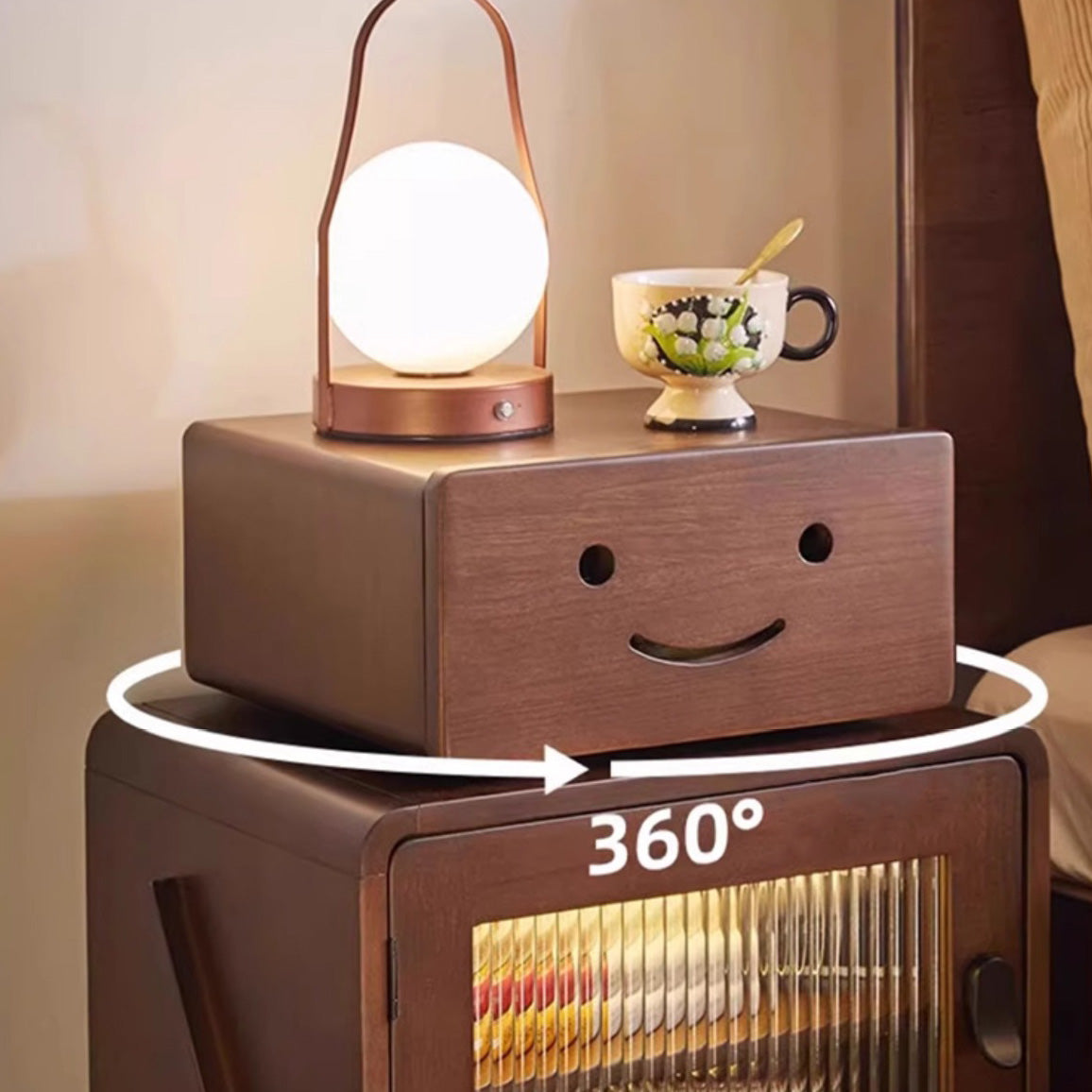 Contemporary Solid Wood 2-Storage Nightstand