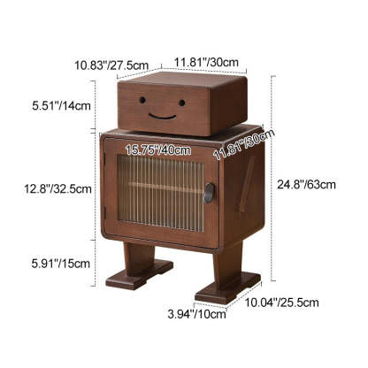 Contemporary Solid Wood 2-Storage Nightstand