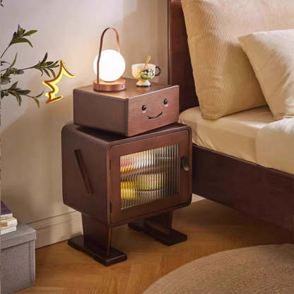 Contemporary Solid Wood 2-Storage Nightstand