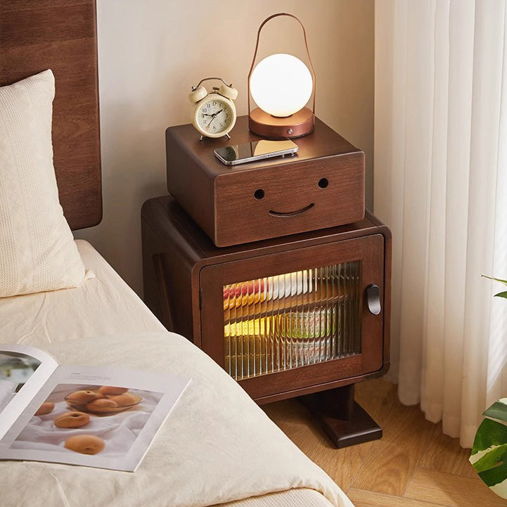Contemporary Solid Wood 2-Storage Nightstand