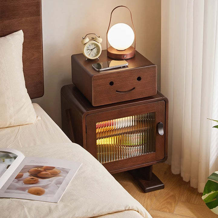 Contemporary Solid Wood 2-Storage Nightstand