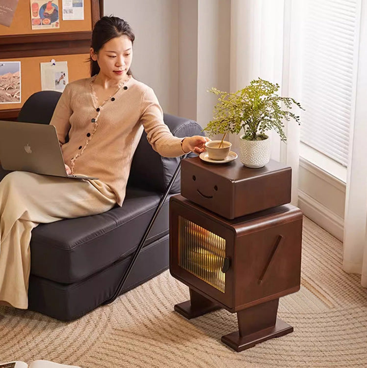 Contemporary Solid Wood 2-Storage Nightstand