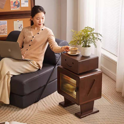 Contemporary Solid Wood 2-Storage Nightstand