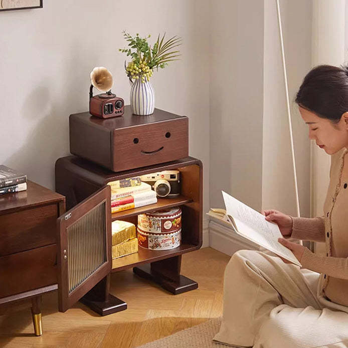 Contemporary Solid Wood 2-Storage Nightstand