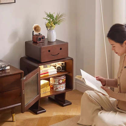 Contemporary Solid Wood 2-Storage Nightstand
