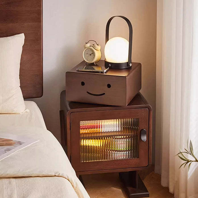 Contemporary Solid Wood 2-Storage Nightstand