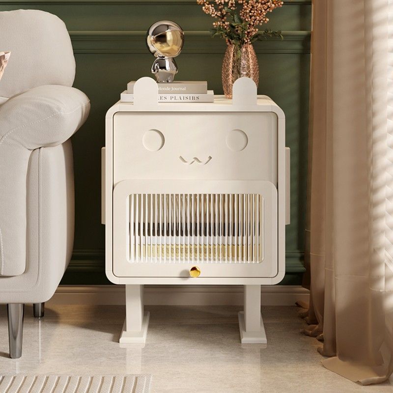 Metal Glass Bunny-Shaped Nightstand 1-Drawer