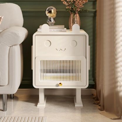 Metal Glass Bunny-Shaped Nightstand 1-Drawer