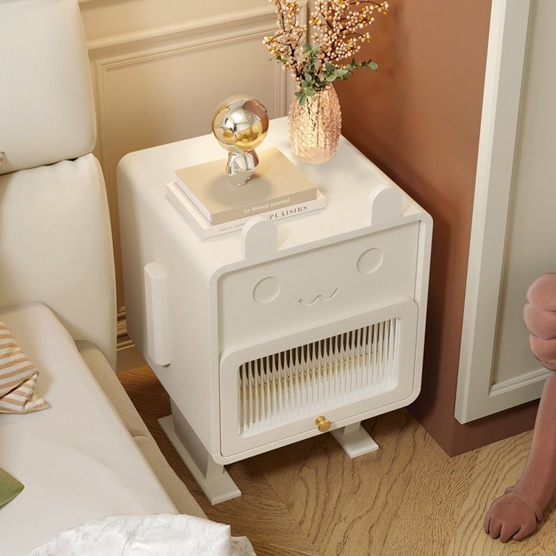 Metal Glass Bunny-Shaped Nightstand 1-Drawer