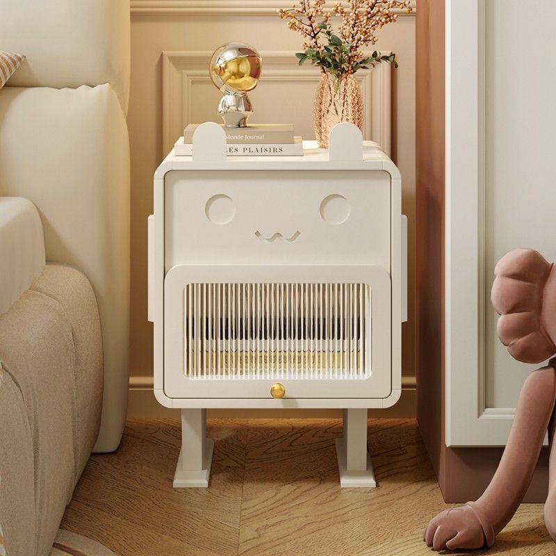 Metal Glass Bunny-Shaped Nightstand 1-Drawer