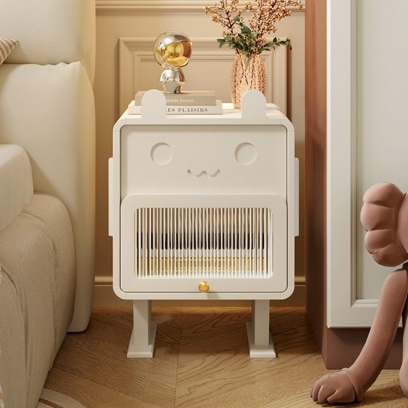 Metal Glass Bunny-Shaped Nightstand 1-Drawer