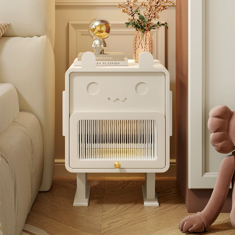 Metal Glass Bunny-Shaped Nightstand 1-Drawer