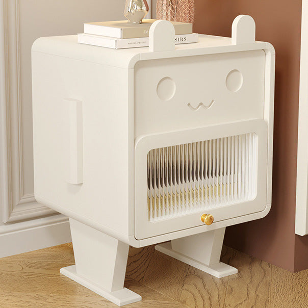 Metal Glass Bunny-Shaped Nightstand 1-Drawer