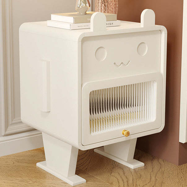 Metal Glass Bunny-Shaped Nightstand 1-Drawer