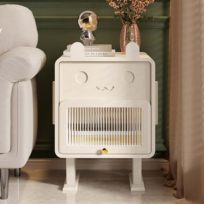 Metal Glass Bunny-Shaped Nightstand 1-Drawer