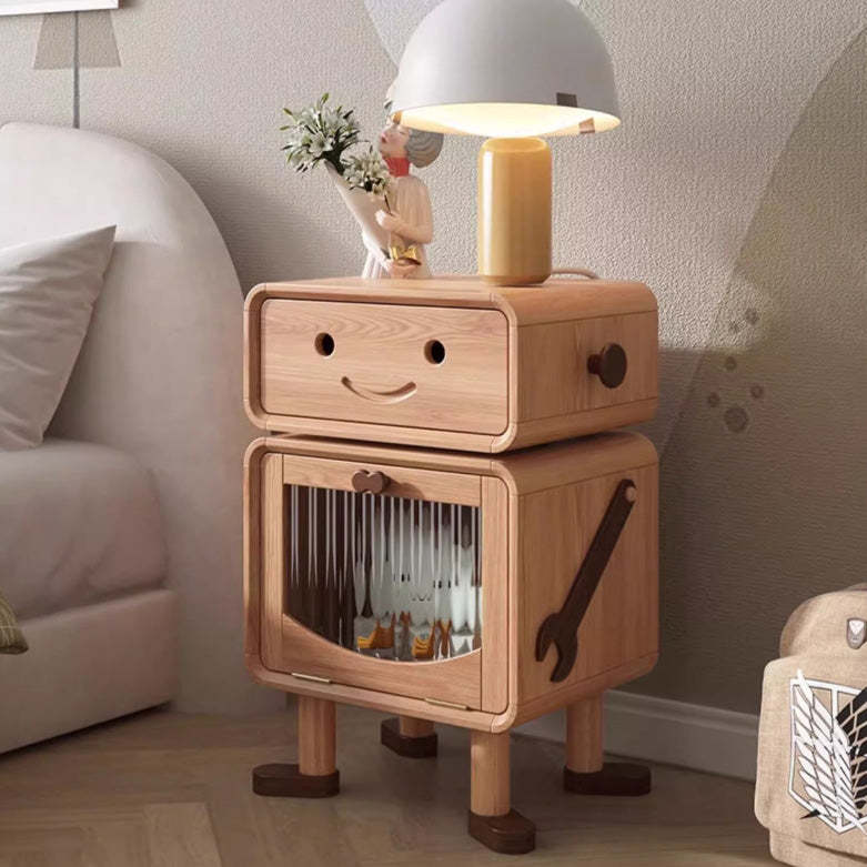 Contemporary Solid Wood 1-Drawer Nightstand